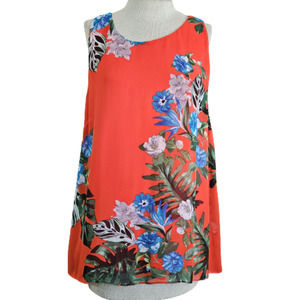 Vince Camuto Orange Floral Sleeveless Blouse Size XL
